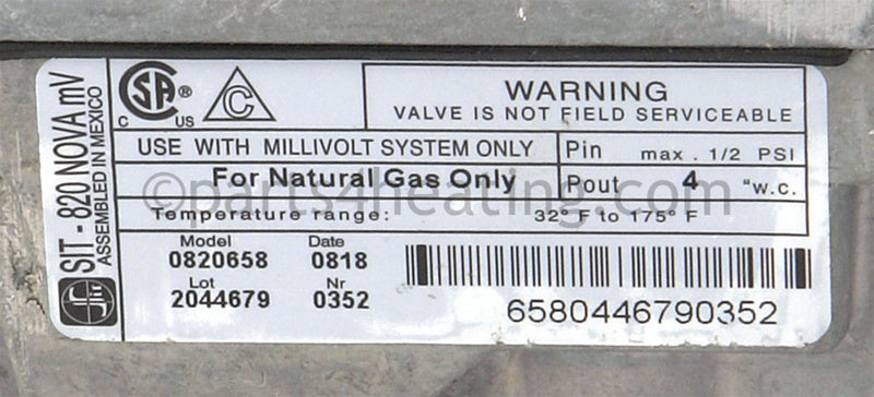 Pentair Gas Valve Nat Mv Sit/Us - Part Number: 471436