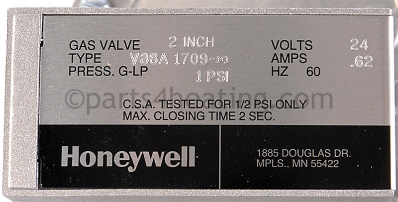 Honeywell Auto Safety Valve, Natural/Lp, 3200-5000 - Part Number: V88A1709